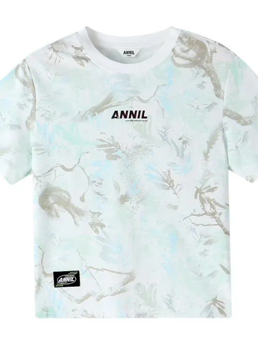 annil-kids'-round-neck-short-sleeve-t-shirt-memory-cotton-camouflage-casual-loose-fit-breathable-comfortable-summer-wear-for