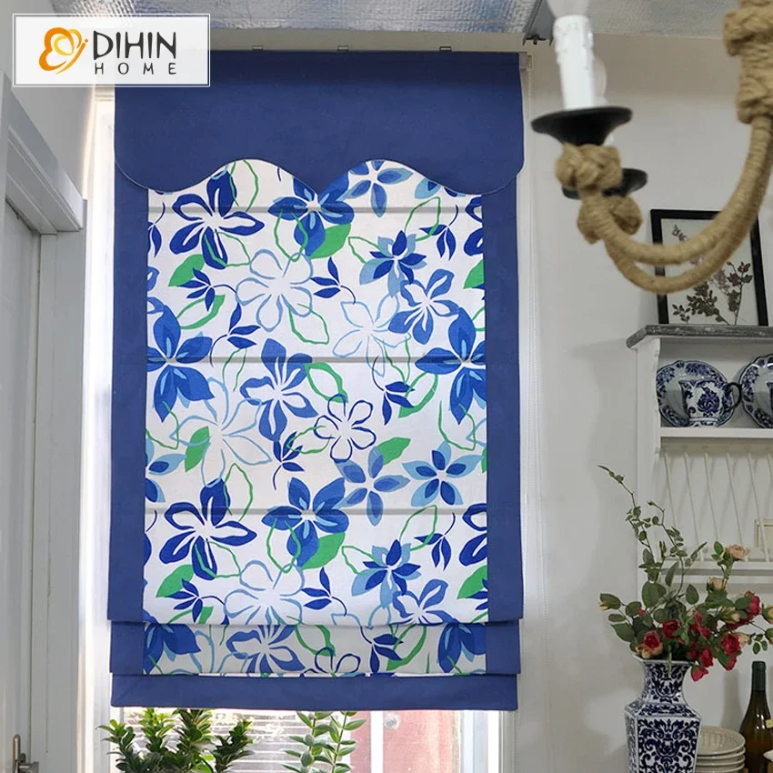 

Included Curtains New Arrival European Ocean Blue Color Roman Shade Blinds The Finished Curtain free Shipping