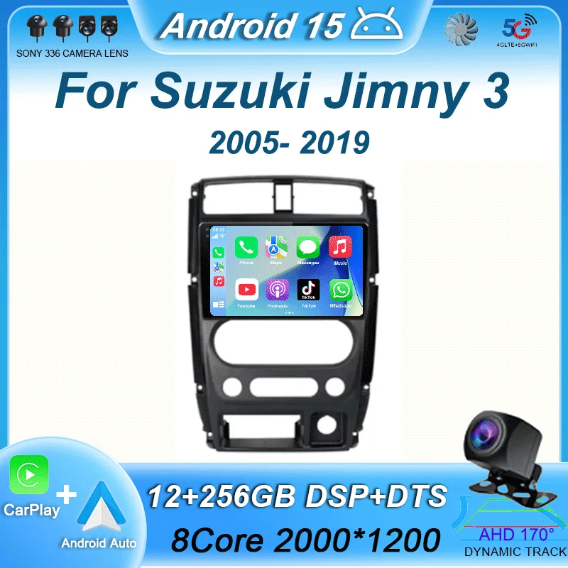 Android 15 Car Radio Carplay Auto Multimedia Video Player For Suzuki Jimny 3 2005-2019 RDS 4G 2din GPS Navigatio 360 Camera QLED