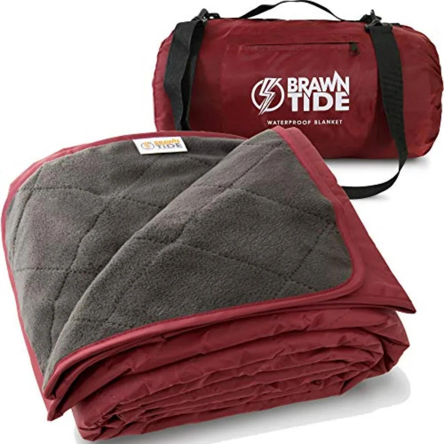 

Large Outdoor Waterproof Blanket - Extra Thick Fleece, Warm, Windproof, Sandproof, Quilted, 82" x 55", Ideal for Beaches, Picni