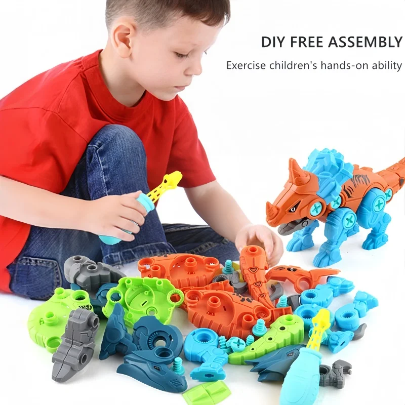 Kinder Montieren Dinosaurier Schrauben Blöcke Spielzeug Set Tyrannosaurus Triceratops DIY Pädagogisches Montage Spielzeug Junge Geburtstag Geschenke