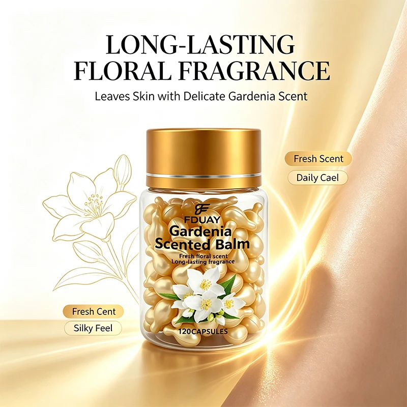 FDUAY Gardenia Scented Balm Capsules 120 Long-Lasting Floral Aroma Silky Skin Feel Fresh Gardenia Fragrance Daily Body Care