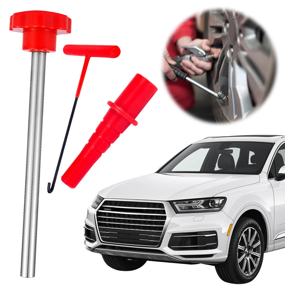 타이어 밸브 코어 빠른 교체 도구 키트 (6개 TR413 밸브 포함) - 자동차, ATV, 트럭의 누출 밸브 교체용 4방향 밸브 도구