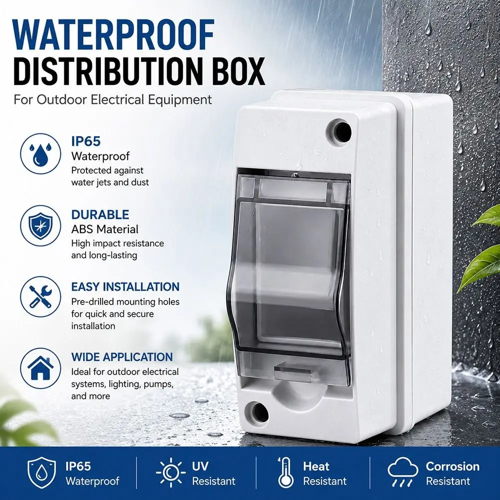 1Pcs HT-2 Waterproof Distribution Box IP65 Waterproof PC ABS Plastic Solar Junction Box Wire Grommet UV Protection
