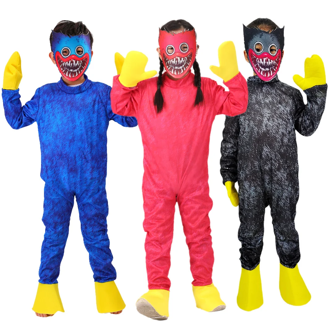

Poppy Play Costume Huggy Wuggy Kissy Missy Cosplay Jumpsuit with Mask, Halloween Horror Game Outfit for Boys Girls