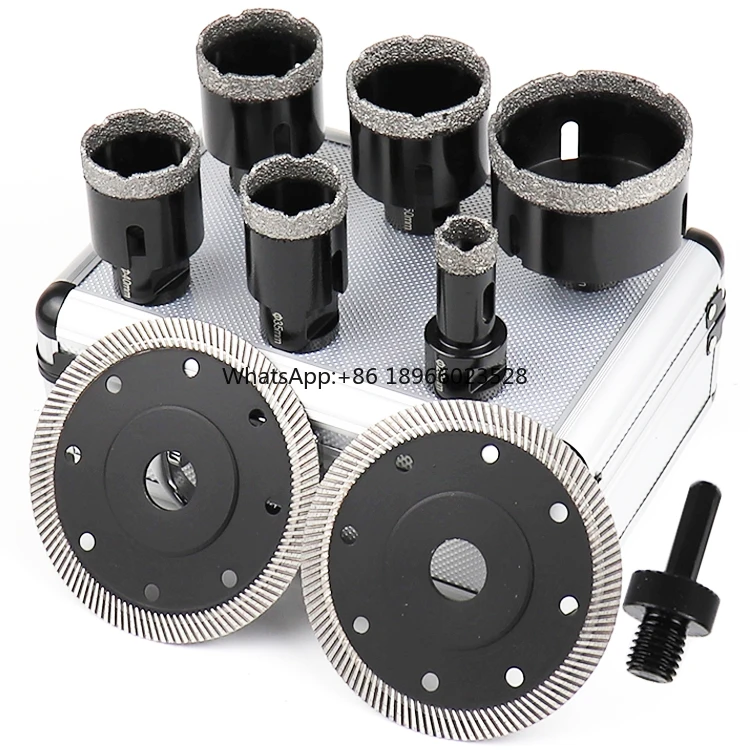 

7pcs Porcelain Tiles Granite Marble Diamond Hole Saw Kit Angle Grinder Bit Dry Wet Vacuum Brazed Drilling Core Bits Set