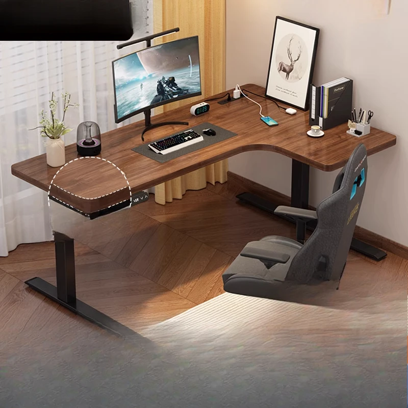 Solid wood electric corner table, computer desk study table, desk home desk, e-sports table liftable workbench