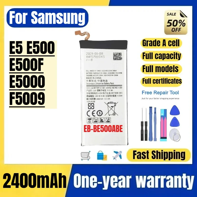 EB-BE500ABE for Samsung E5 E500/E500F/E5000/F5009 Mobile Phone Battery High Quality Replacement Bateria Grade A Cell with Tools