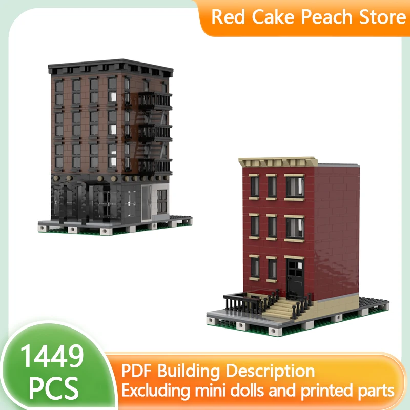 Street View Model MOC Building Bricks New York Apartment House Modular Technology Gifts Holiday Assemble Children Toys Suit