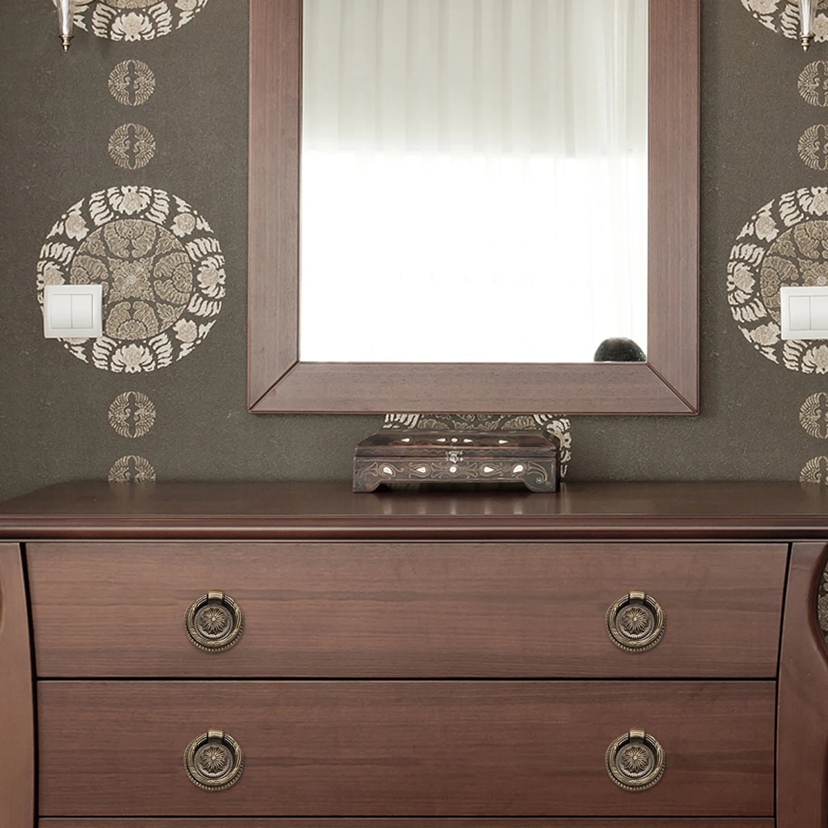 

5 Pcs Kitchen Cabinets Pulling Ring Pendant Handle Decorative Handles Knobs for Drawers European Style Dresser Hardware Green