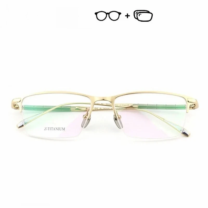 Braz الراقية النظارات الطبية الرجال قصر النظر مد البصر النظارات التقدمية التيتانيوم البصرية نصف الإطار مع وصفة عدسة