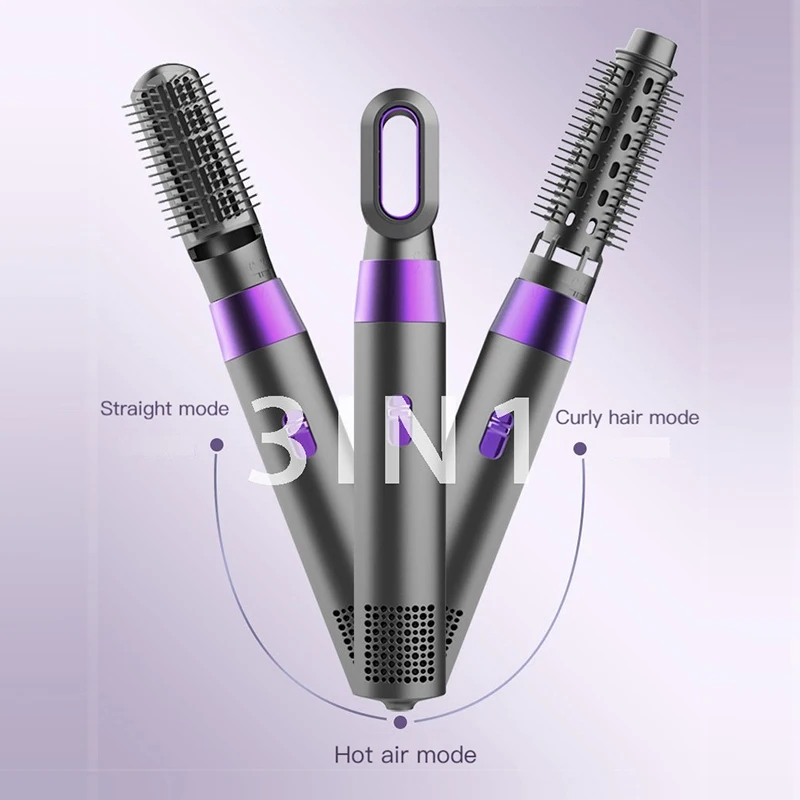 3 In 1 Electric Ionic Hair Dryer Hot Heating Hair Comb Wet Dry Hair Brush Curler Styling Tool Household 800w