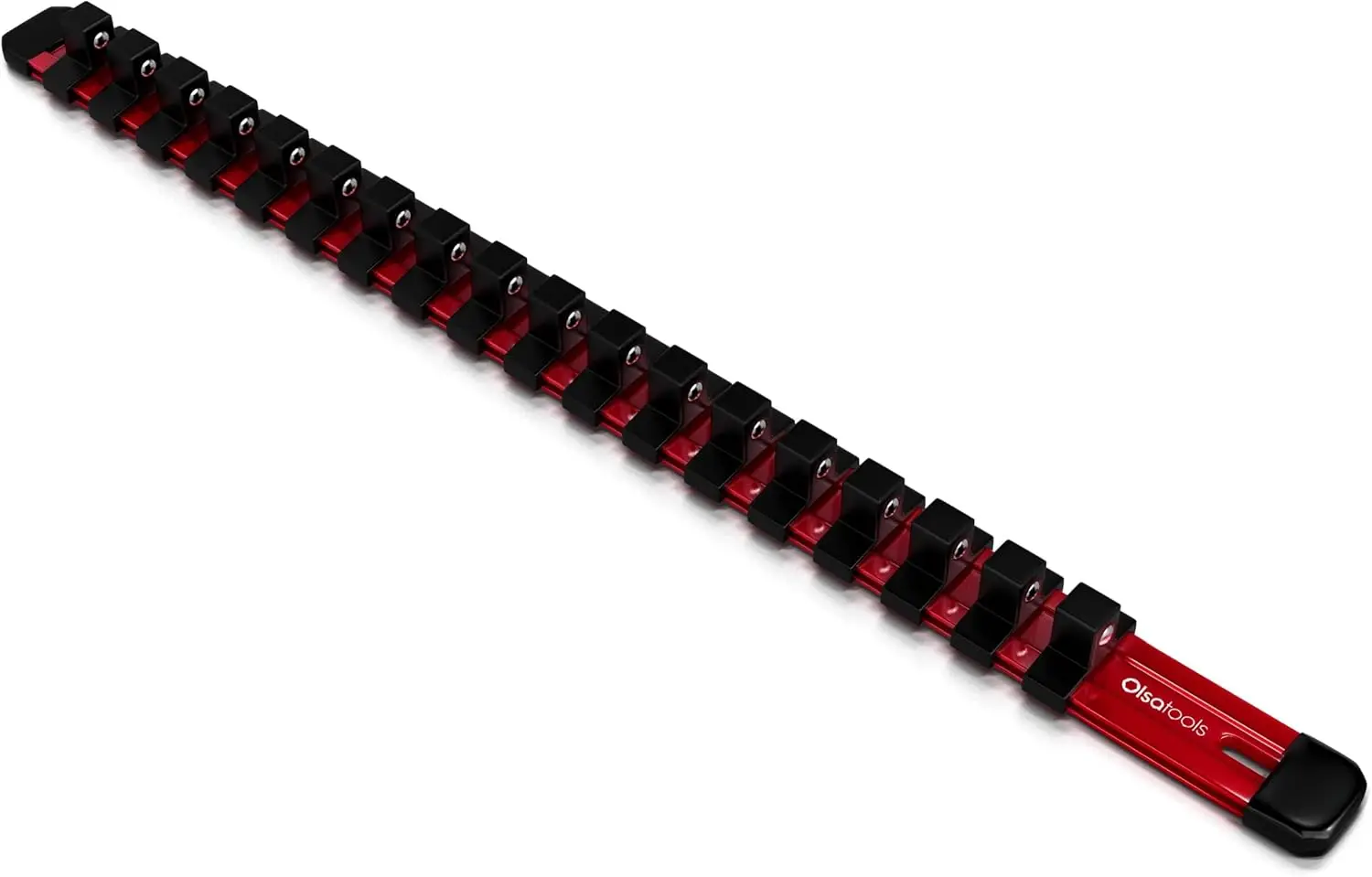 

Socket Organizer - 3/8-Inch Drive Red Rail Holds 18 Sockets - Durable Anodized Aluminum Storage for Mechanics