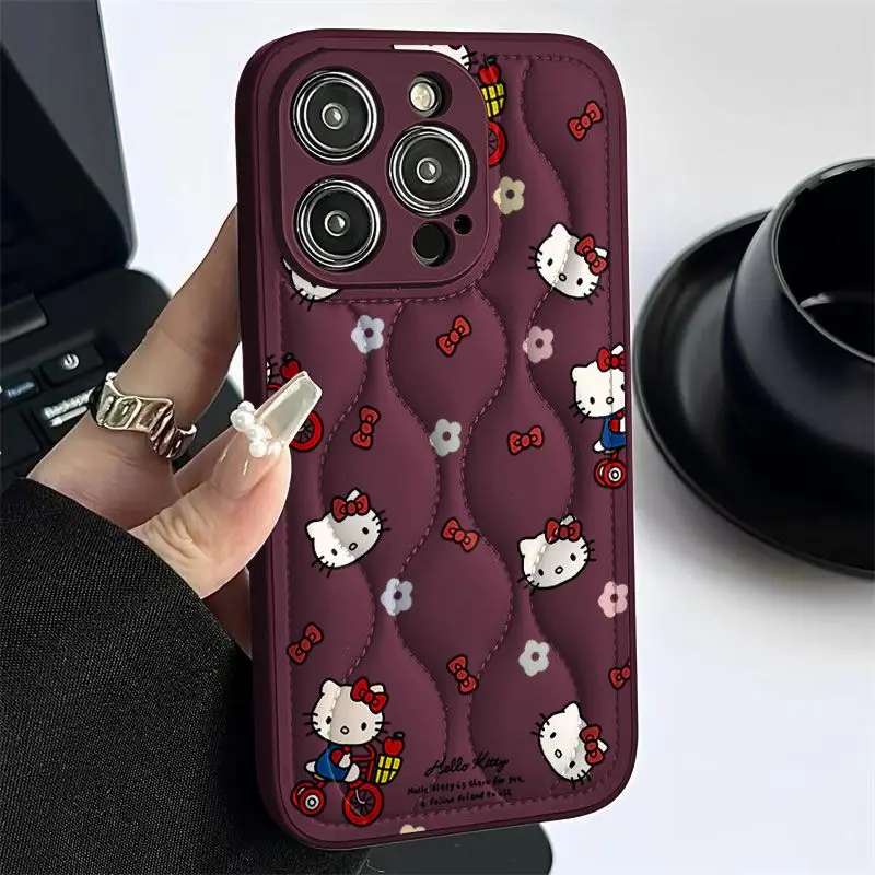 Cute Hello Kitty IPhone Case Kawaii Anime 15promax Cartoon 14 12 13 Xs KT Cat Printed Anti Drop Iphone 11 Pro Max Case Girl Gift