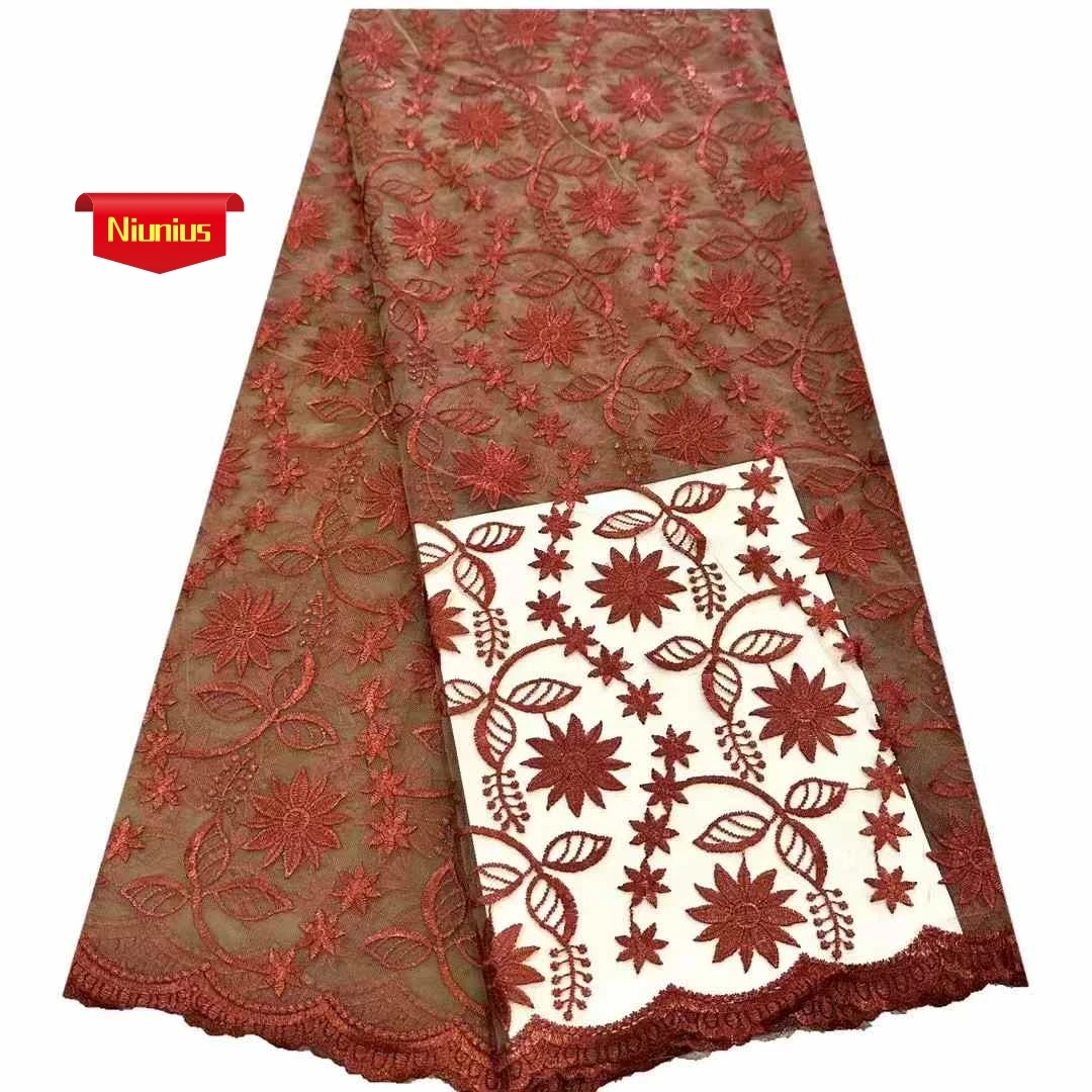 

5Yards Hot Latest Best Quality Delicate Embroidered Austria Lace Very Soft Mesh Tulle Fabric For Party Evening Dresses NN_2563