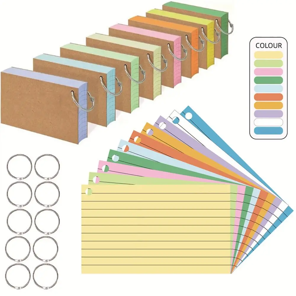 

Portable Horizontal Line Binder Memo Book Loose-Leaf Double-sided Flash Cards With Cover Revision Cards Study