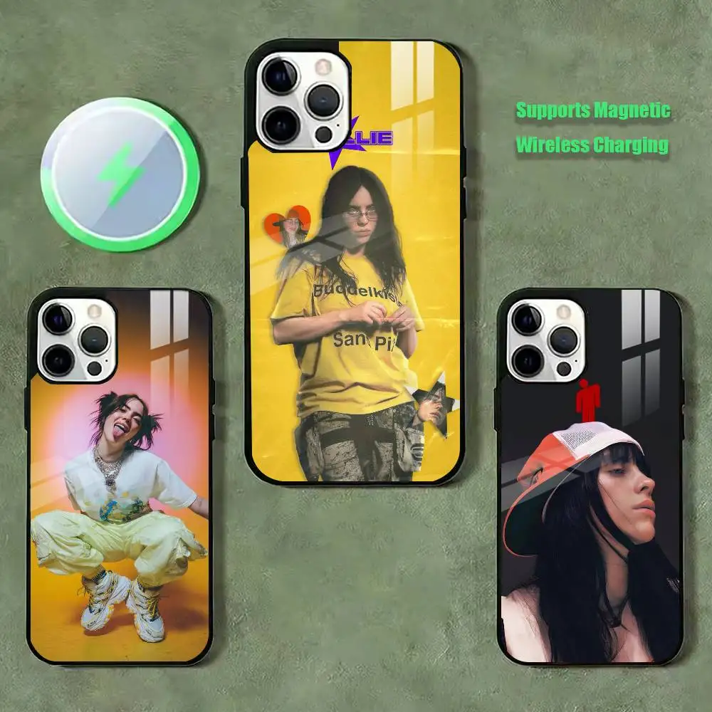 

Singer B-Billie Eilish Phone Case For iPhone17,16,15,14,13,12,11 Plus,Pro Compatible with magnetic wireless charging