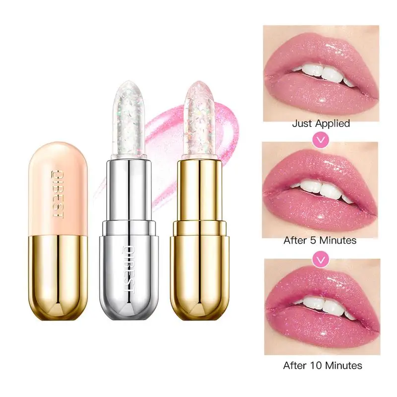 Neuer Diamant glänzender Lippenstift feuchtigkeit spendend lang anhaltende Farbwechsel Lip gloss Glitter Schimmer Lippen balsam Lippen Make-up Kosmetik