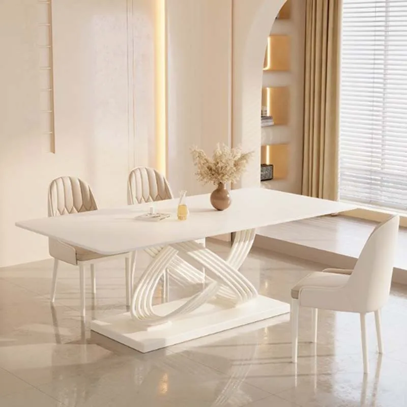 White Modern Dining Table Living Room Extendable Design Dining Table Luxury Rectangular Mesas De Restaurante Kitchen Furniture