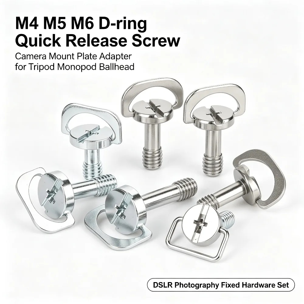 DSLR Camera Fixing Screw M4 M5 M6 D-ring Quick Release Plate Adapter Screw Tripod Monopod Ballhead Photography Accessory