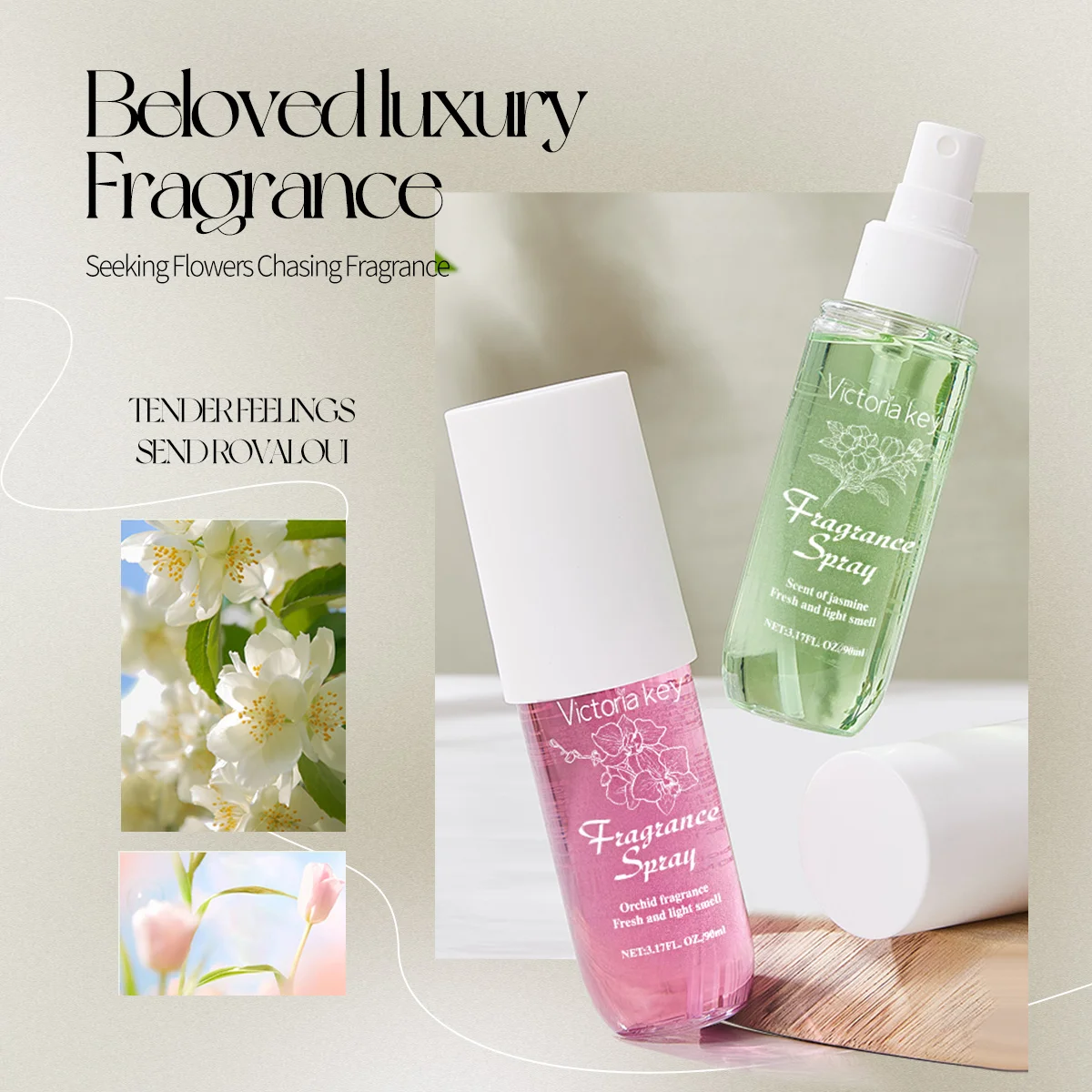 สเปรย์น้ำหอมลายดอกไม้ กลิ่นหอมธรรมชาติ ติดทนนาน สูตรปราศจากแอลกอฮอล์ กลิ่นหอมแบบเอสเซนส์ยอดนิยมจากบราซิล