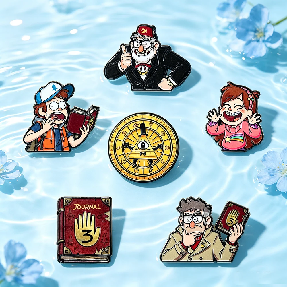Cartoon Adventure Journal 3 Book Character Enamel Pin Mabel Dipper Bill Cipher Eye Brooch Lapel Badge For Backpack Jewelry Gift