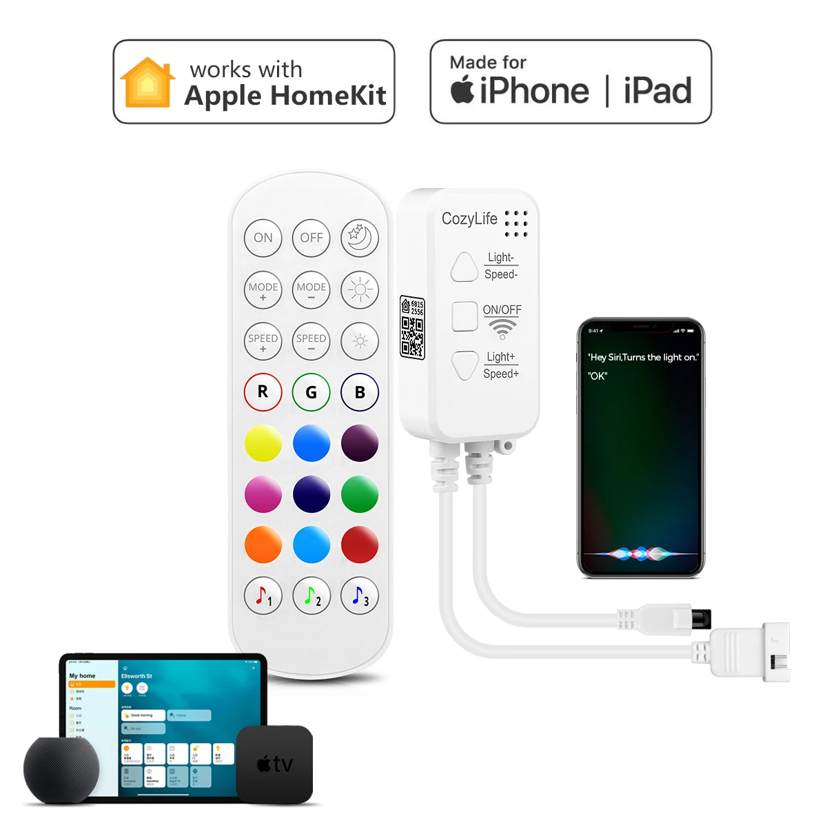 Homekit DC5V-24V 5050 RVB Intelligent WiFi LED Bande Contrôleur Andrea Siri Commande Vocale Fonctionne Avec Apple Home Kit Alexa Echo Google Home