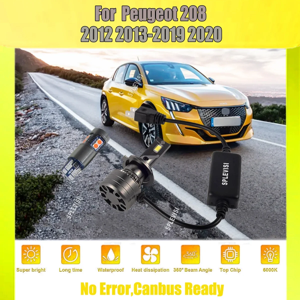9-16v LED Xenon White H7 Dip Main Beam Bulbs Error Free For Peugeot 208 2012 2013 2014 2015 2016 2017 2018 2019 2020