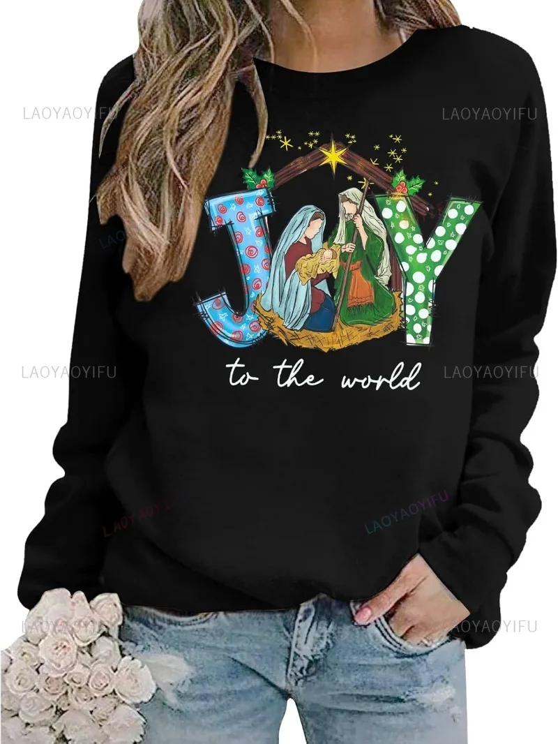 

Христианский Христос Рождественский свитшот Джон Вера Христианский Исус Религиозная толстовка с капюшоном Зимняя одежда Женская терморубашка Свитер