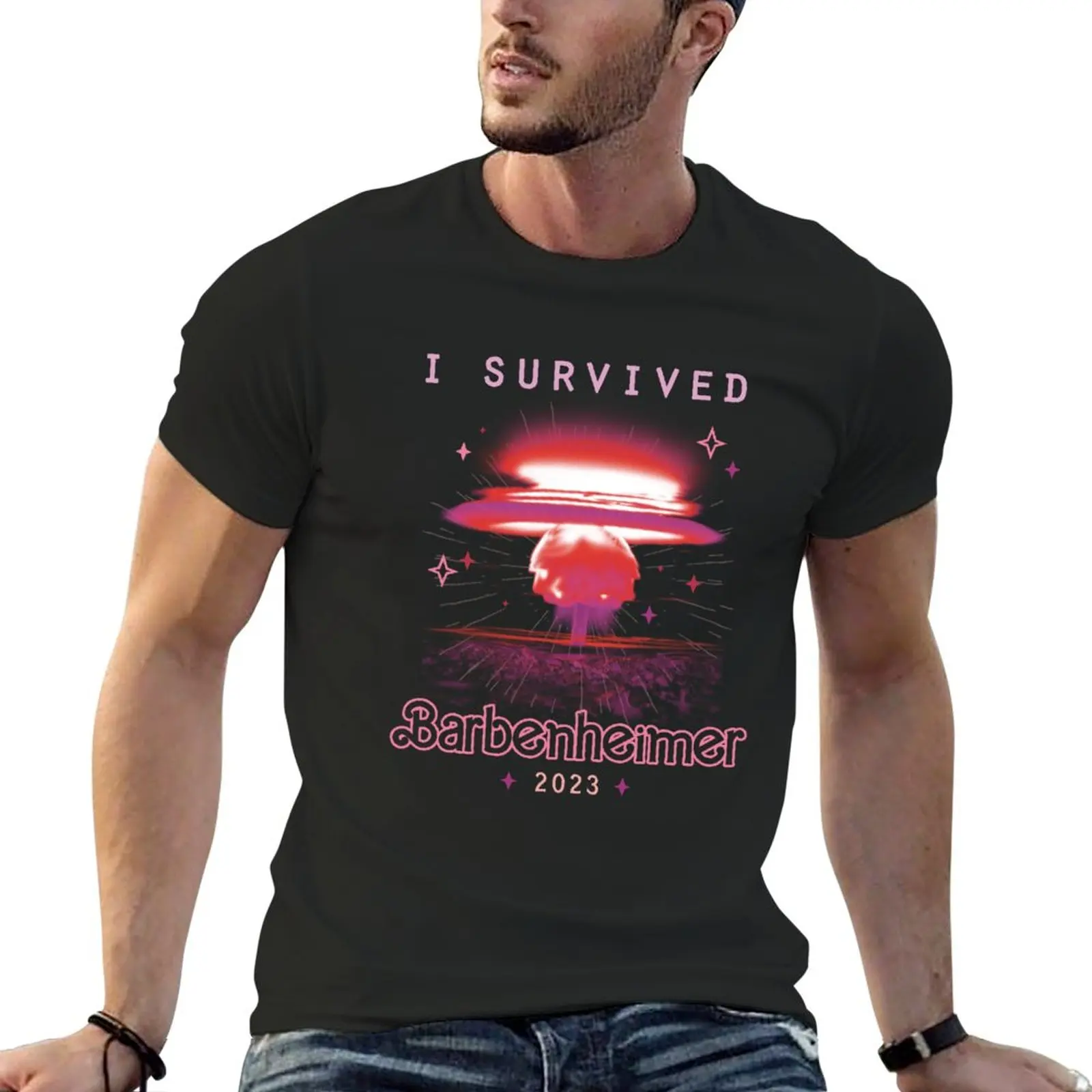 New i survived barbenheimer 2023 T-Shirt plus size tops boys t shirts mens cotton t shirts