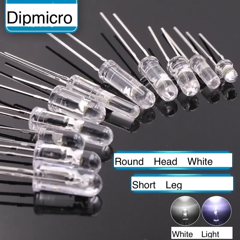 

1000 шт./лот, 3 мм, 4 мм, 5 мм, круглая головка с краем, высокая прозрачная линза, короткая нога, супер белые яркие светодиодные бусины