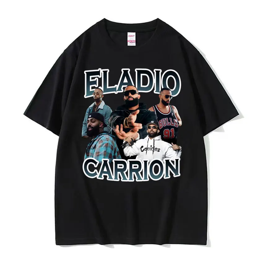 Rapper Eladio Carrion Vintage Graphic T Shirts Men's Women Harajuku Hip Hop Rock T-shirt Casual Pure Cotton Short Sleeve T-shirt