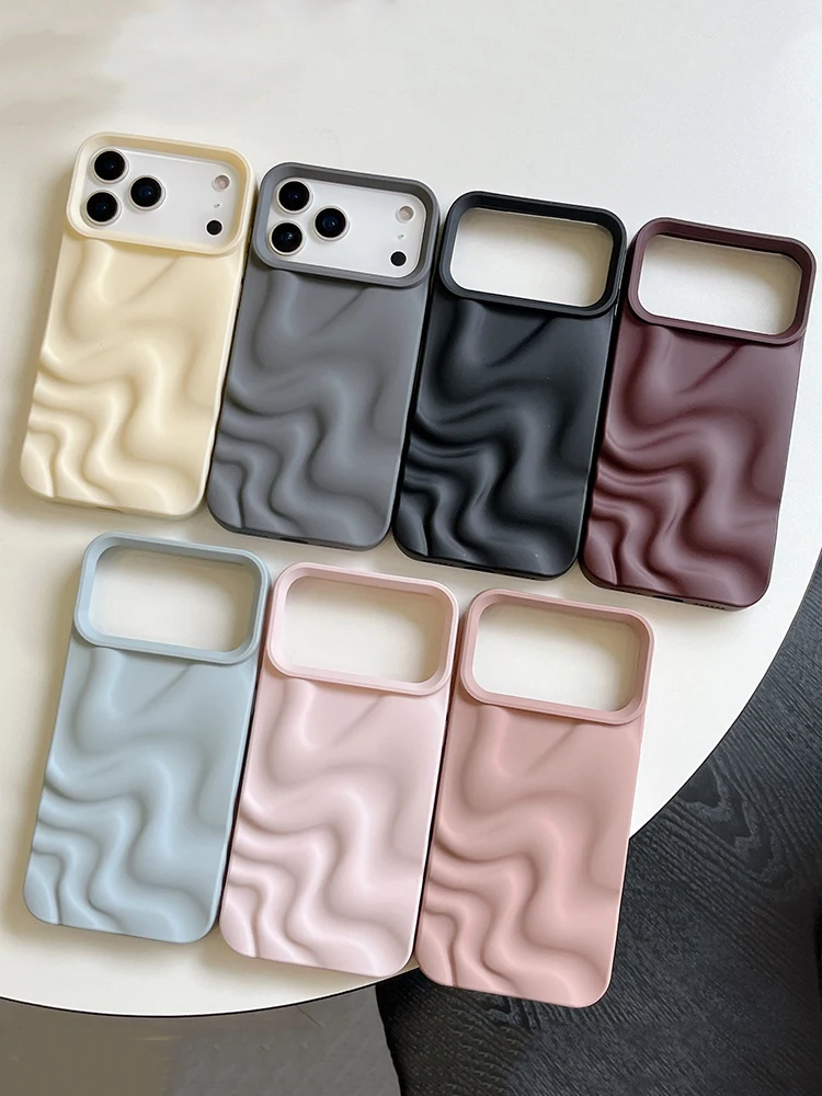 Stilvolle 3D-Wellen-Handyhülle mit glänzendem, pinkfarbenem Rückenteil für iPhone Air 11 12 13 14 15 17 18 Pro Max – Detail 25