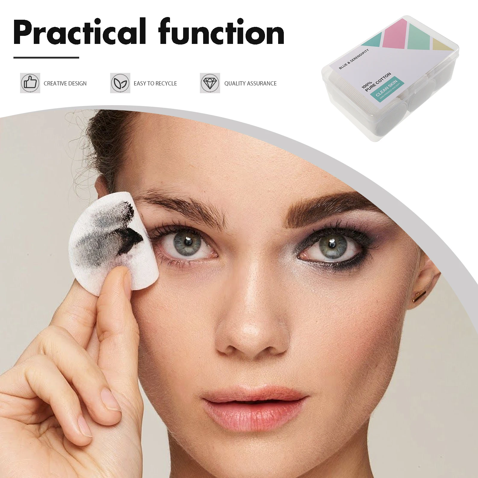 صندوق واحد من وسادات القطن للاستعمال مرة واحدة بطبقة ثلاثية، مزيل مكياج صديق للبشرة للوجه، صالون تجميل أساسي للمنزل #3