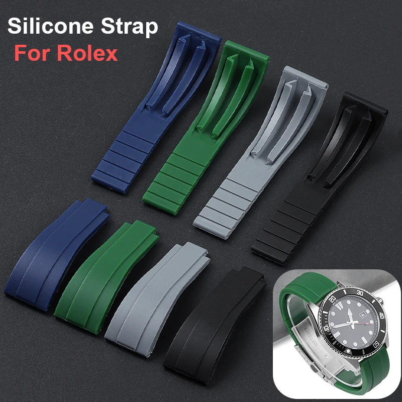 20mm Rubber Watchband Fit for Rolex Submariner GMT Master Daytona Silicone Strap Black Red Green Blue Watch Band Bracelet Belt