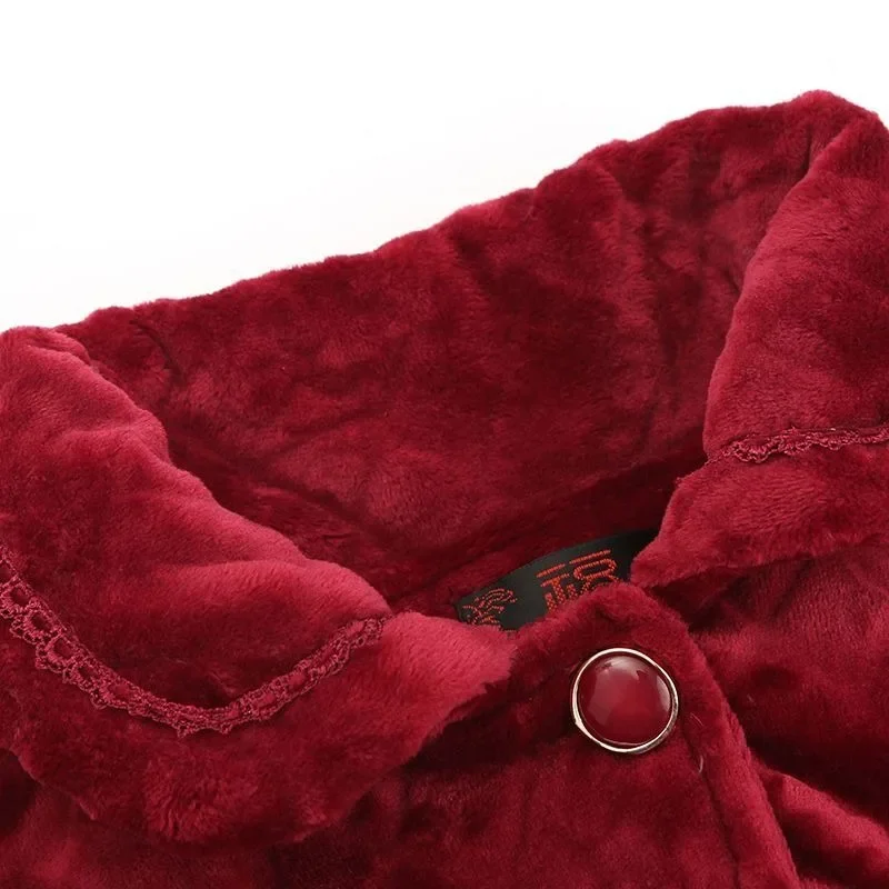 New Pajamas Women Autumn Winter Flannel Loungewear Suit Thermal Underwear Plus Velvet Padded Sleepwear Warm Homewear