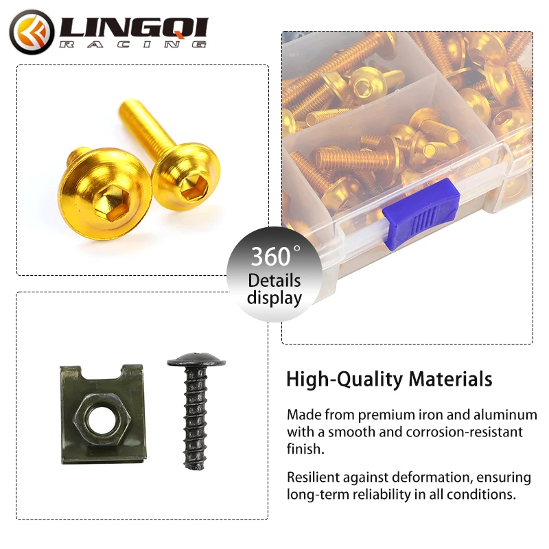 LINGQI CNC Screw Nut Fairing Bolts Kit Bodywork Screws Cowls Set for Universal Motocross Pit Dirt Bike Off Road Accessories