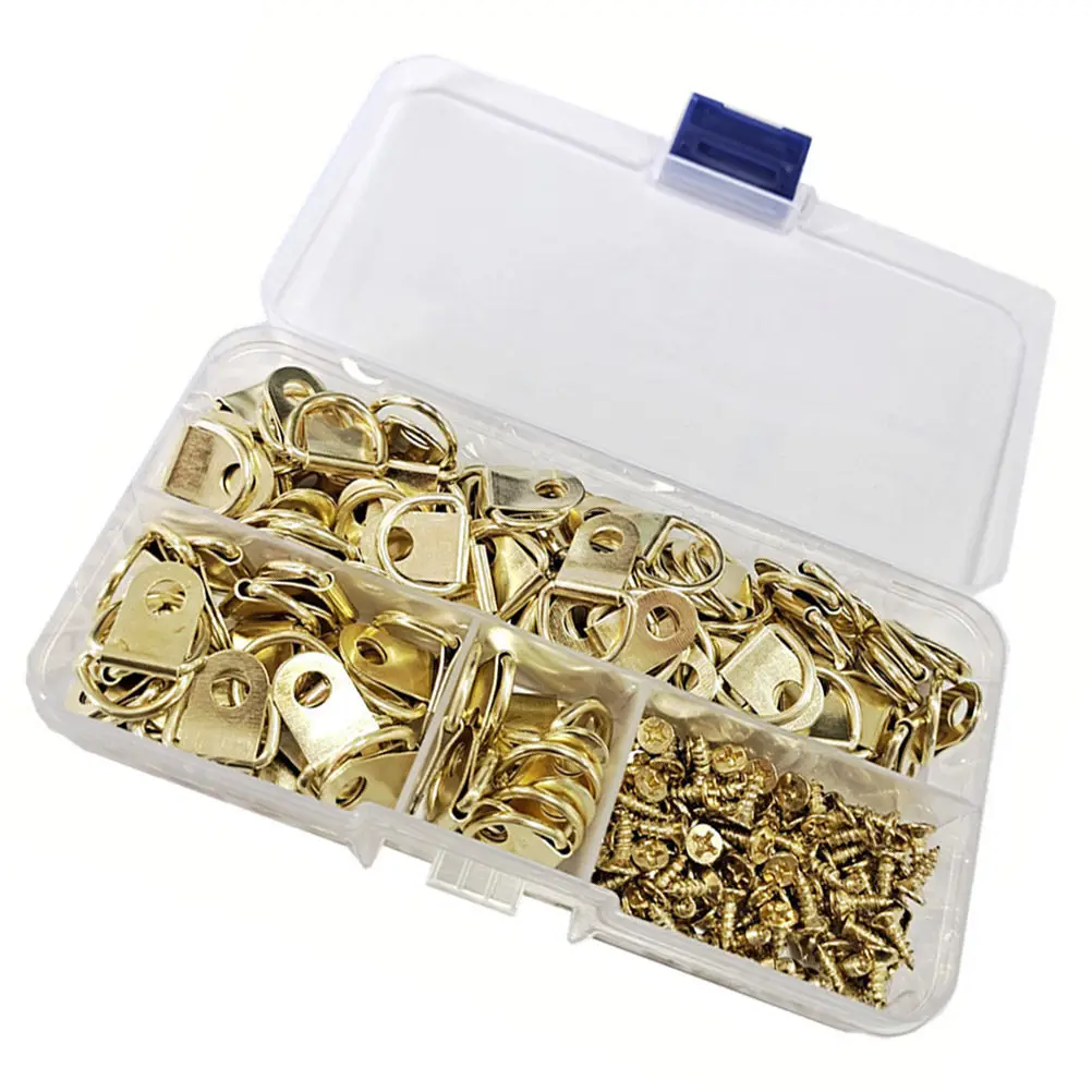 Heavy Duty D Ring Picture Hangers Metal Frame Hooks for Photo Frames Pictures Painting Crafts Wall Door Installation with Screws