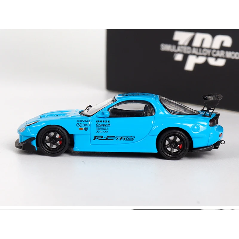 Diecast 1:64 Scale Mazda RX7 Modified Car RX-7 TPC Simulation Alloy Car Model Static Display Collectible Toy Gift Souvenir