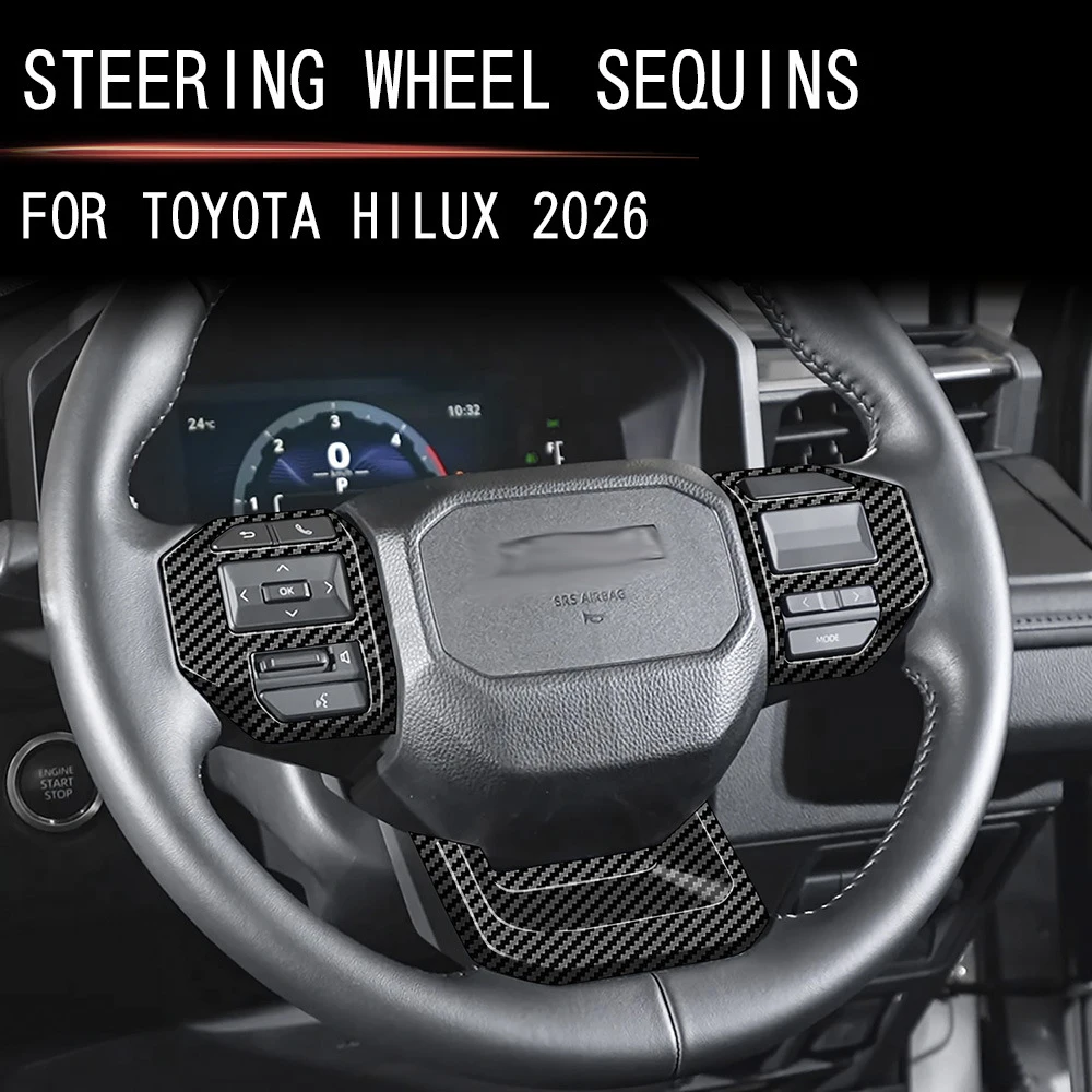 

Для Toyota Hilux Travo 2026 2027: накладка на кнопки рулевого колеса из АБС-пластика под карбон, аксессуары для интерьера автомобиля