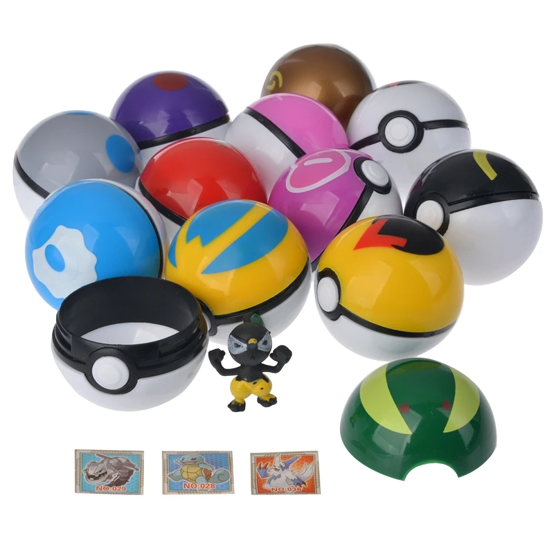 12pcs/Set Pokemon OPP Bagged Pokeball Pikachu Action Figure Game Pocket Monster Genie Ball Model Anime Dolls Toy Children Gifts