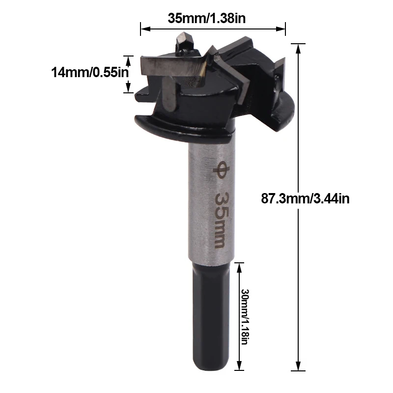 35mm 3 Flutes Carbide Tip Location Drill Bit Wood Auger Cutter Woodworking Hole Saw Tools Drill Bits