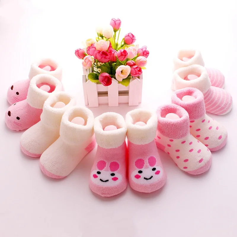 

5Pairs/lot Baby Toddler Socks For Girls Boys Winter Infant Toddler Thick Terry Warm Kids Boy Girl Socks Print Socks For Newborn