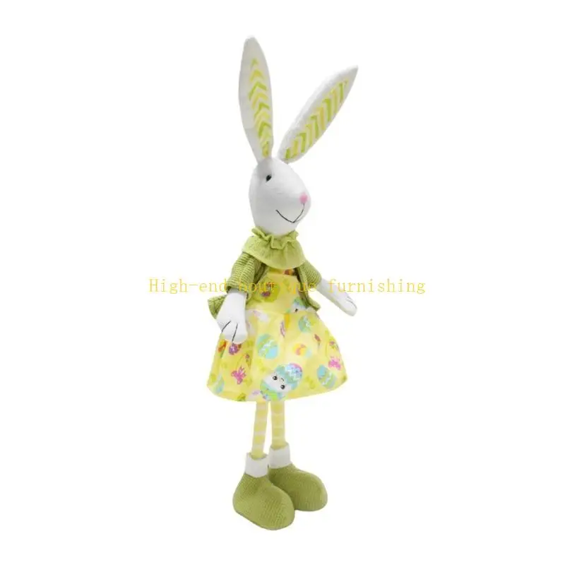 L9NB Handmade Plushes Easters Bunnys Gnomes Long Legged Rabbit Dolls for Spring Decoration and Holiday Decorations