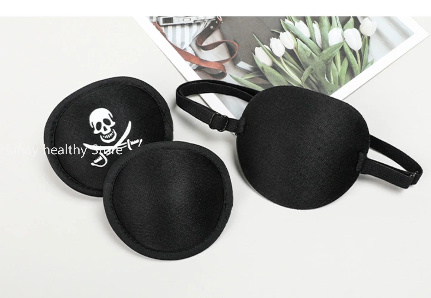 Pirate Eye Patch Unisex Black Single Eyepatch One Eye Washable Adjustable Concave Eye Patch Kid Pirate Cosplay Costume