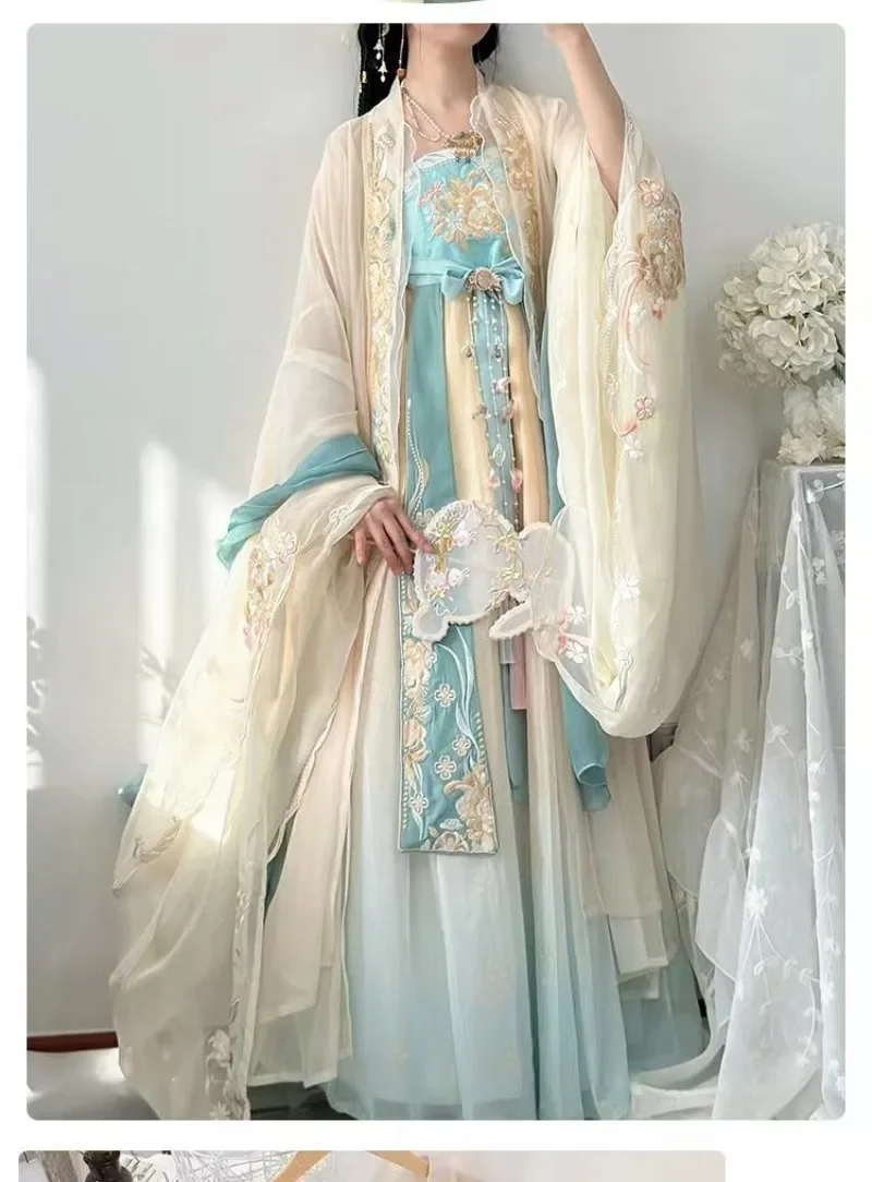 

Hanfu Dress Folk Dance Embroidery Chinese Women Traditional Tang Dynasty Fairy Cosplay Costume Ancient Princess Stage Outfits