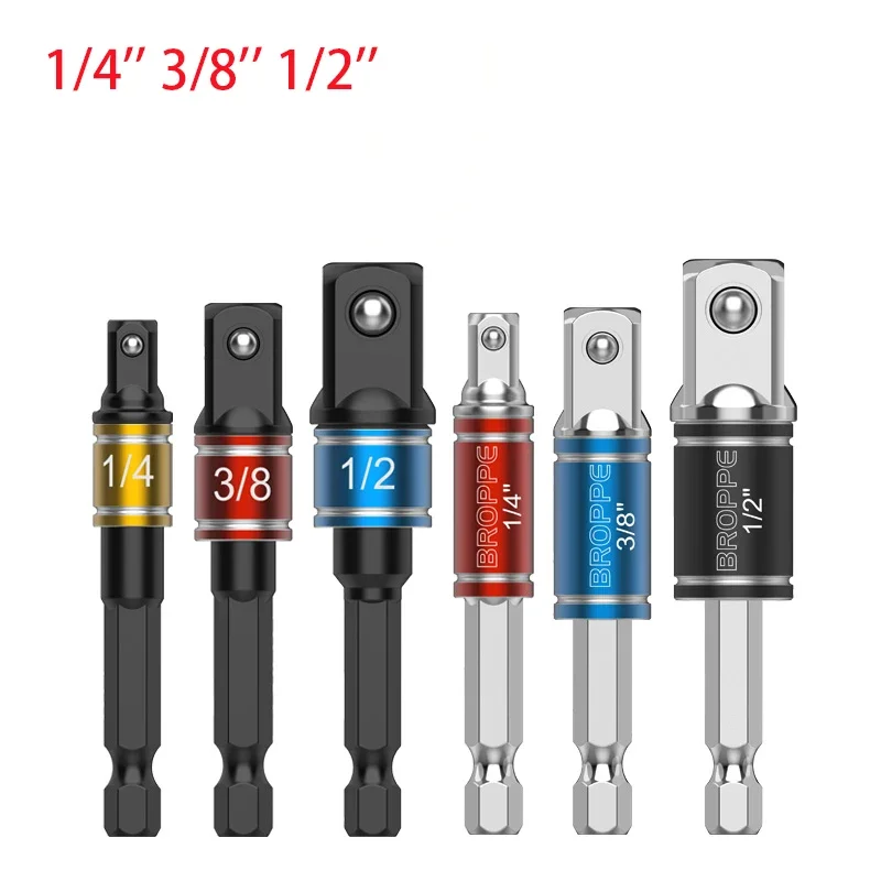 1/4'' 3/8'' 1/2'' Drill Socket Adapter Kit Impact Drill Extension Bit Square Head 1/4'' Hex Shank Drill Tools