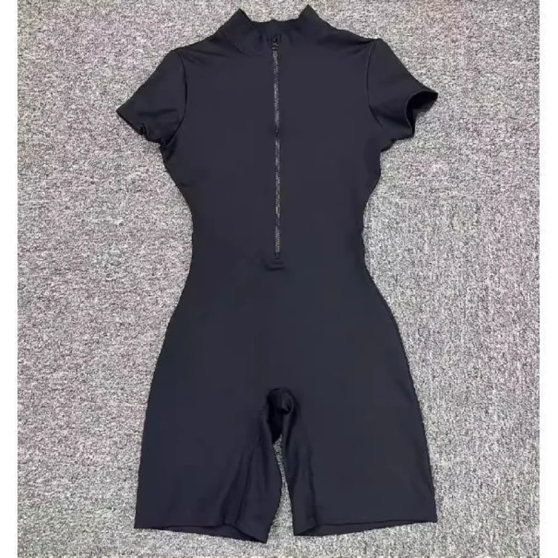 Fitness Yoga One-Piece Suit Short Sleeve Tight Sports Pants Women's Dance High-Waist Short Shorts Polyester Fiber 2026 Summer