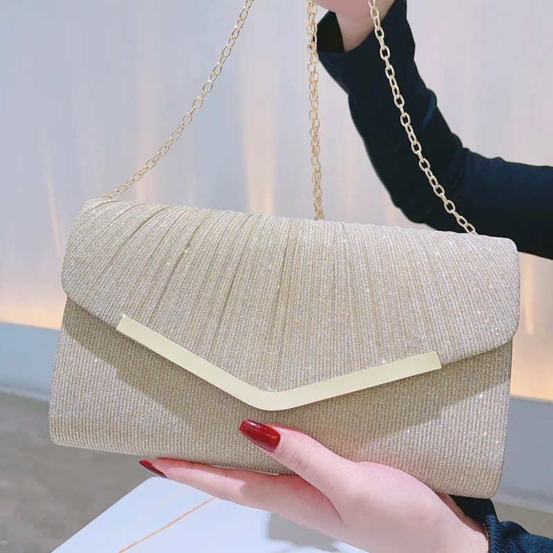 

Women’s Glitter Clutch Purse, Elegant Mini Tote Handbag, Lady Chain Shoulder Crossbody Bag for Evening Wedding Banquet Party