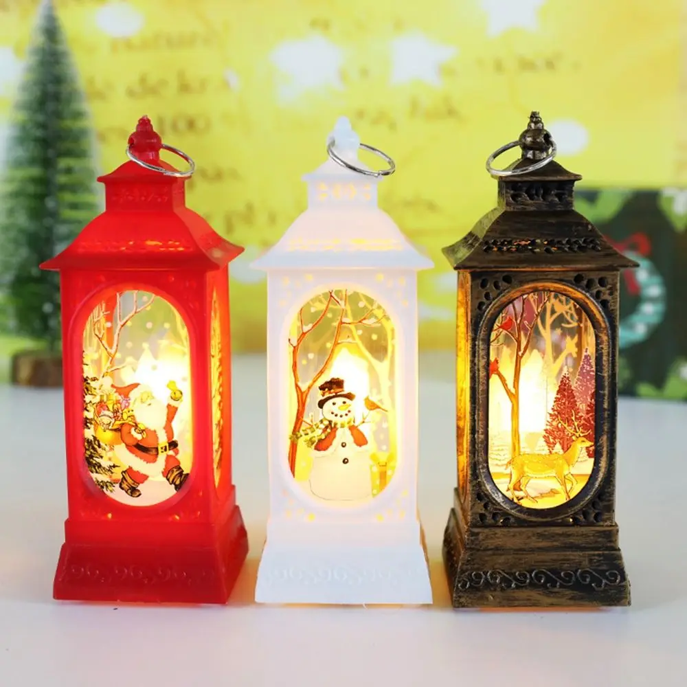 New Year Santa Claus Christmas Retro Lantern Light Snowman Portable Night Light Waterproof Durable Christmas Decorations Home